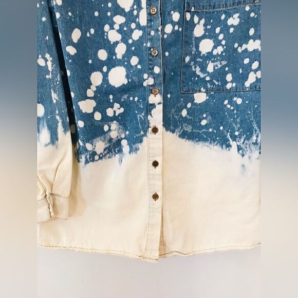 Entro Blue and White Splatter Denim Shirt - Picture 4 of 7